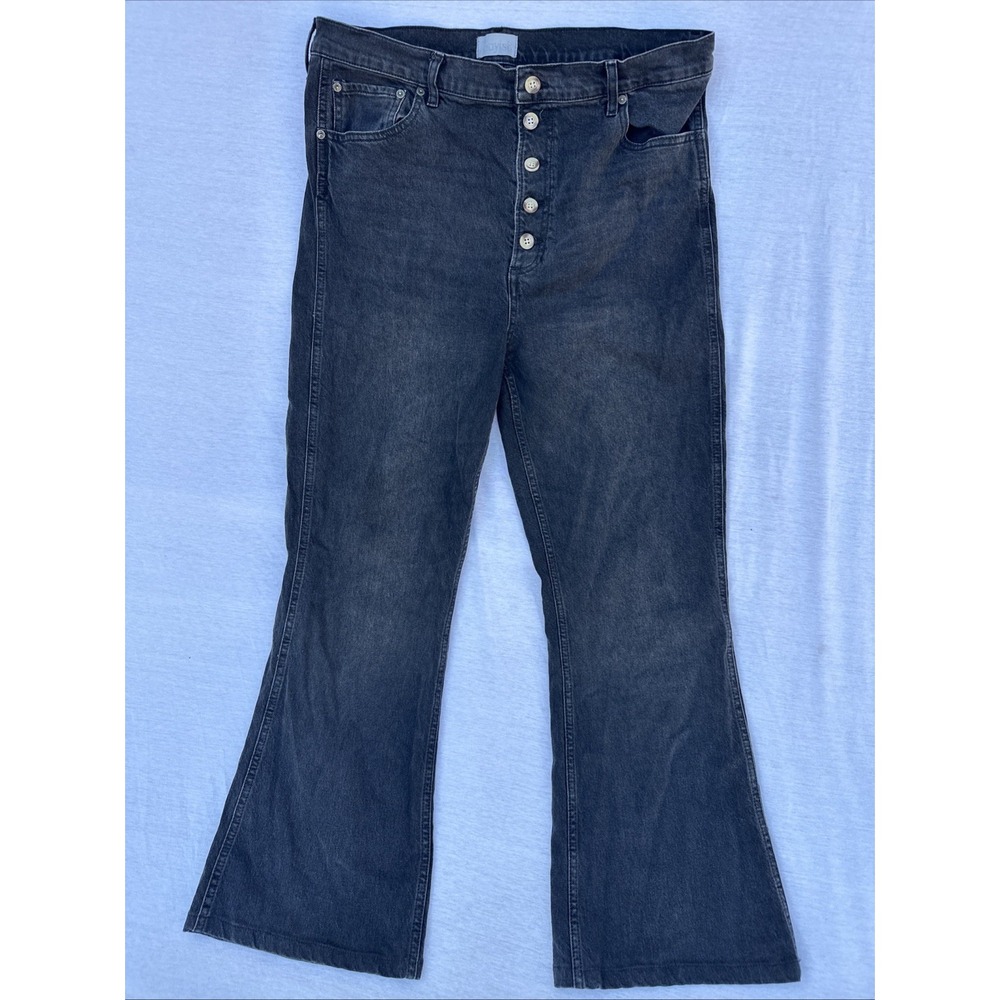 Boyish By Her The Ricky‎ High Rise Flare Jeans Black Button Fly Sz 32